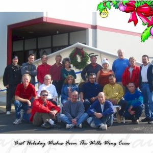 The Wills Wing Crew, 2005:
Back row, l-r: Tim Lowry, Tom Blaty, Rob Kells, Ken Howells, Linda Meier, Paul Diehl, Eva Hanska, Rick Zimbelman, Gary Smith, Moises Cortes.
Middle row, l-r: Mike Meier, Martha Diorio, Narcisa Hartsch, Carlos Mendosa, Miguel Moreno, Martin Maldonado.
Front row, l-r: Peter Swanson, Bill Blaty, Steven Pearson.
(Not pictured: Chris Wills)
