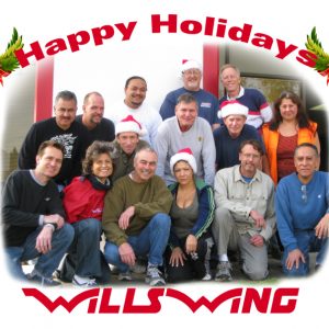 The Wills Wing Crew, 2009:
Front Row, l-r: Tom Blaty, Linda Meier, Bill Blaty, Narcisa Romo, Peter Swanson, Martin Maldonado
2nd Row, l-r: Carlos Mendosa, Roger Filian, Steven Pearson, Paul Diehl, Gary Smith, Eva Hanska
3rd Row, l-r: Anthony Faletoi, Rick Zimbelman, Mike Meier
(Not pictured: Chris Wills, Ken Howells)
